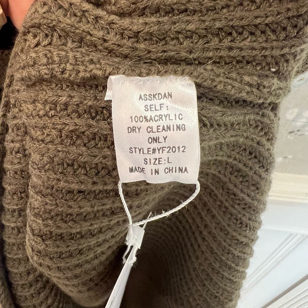 Amazon Womens Sleeveless Knit Belted Midi Sweater Dress Olive Green L NWT - Picture 7 of 8